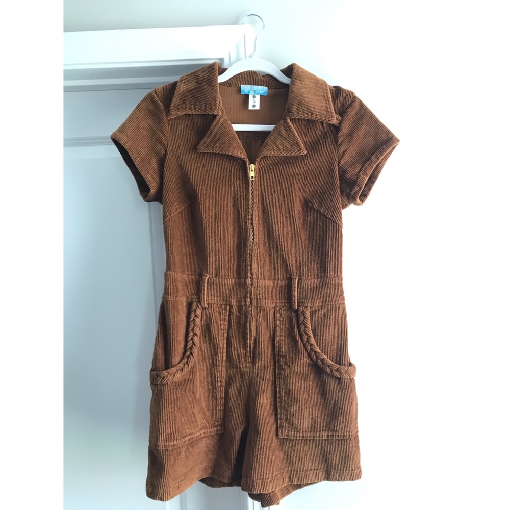 Show Me Your MuMu Brown Corduroy Short Jumpsuit Romper